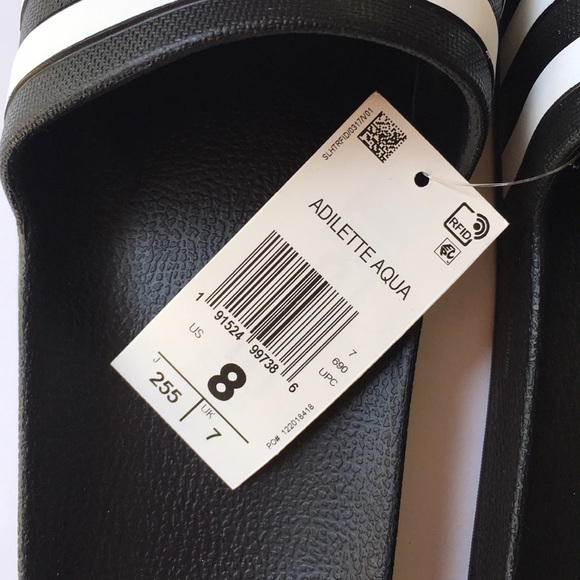 Adidas Adilette Aqua Black & White Slides New - Picture 7 of 7